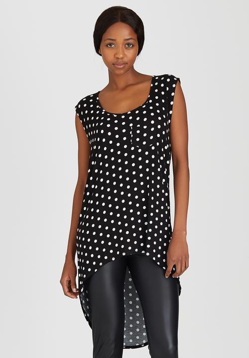 c(inch) - High Low Tank Top Black and White