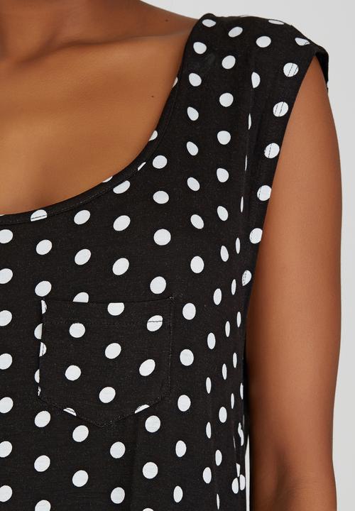 c(inch) - High Low Tank Top Black and White