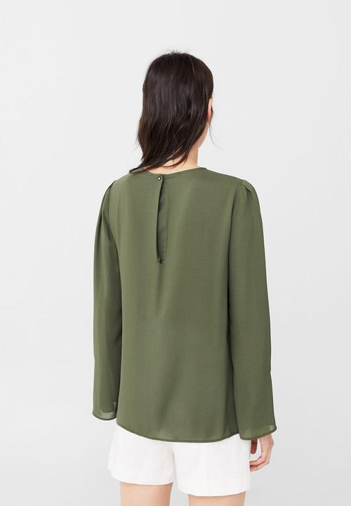 MANGO - Flared Sleeve Blouse Khaki Green