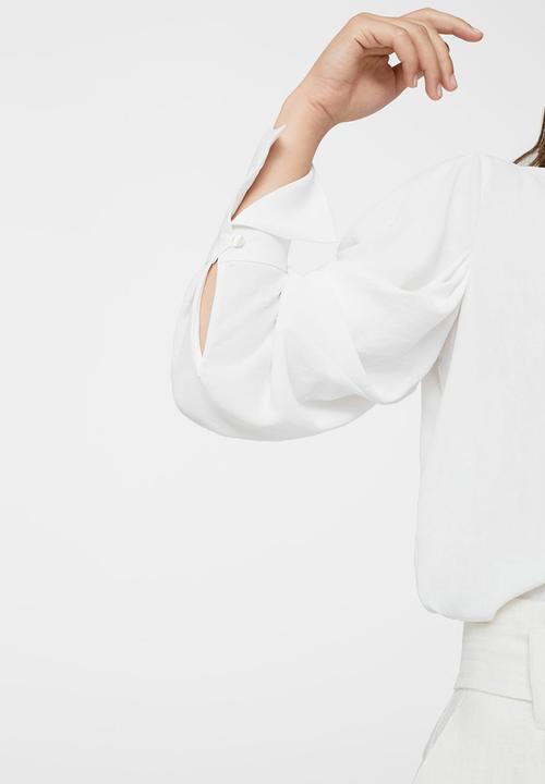 MANGO - Puffed Sleeves Blouse Off White