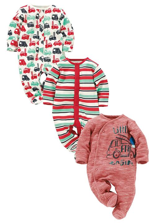 Next - Red Fire Engine Sleepsuits 3-Pack Multi-Colour