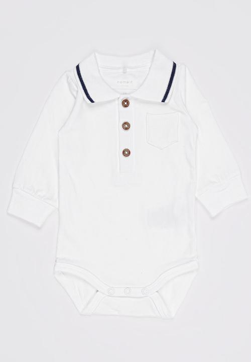 Name It - Printed Babygrow White