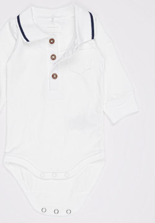 Name It - Printed Babygrow White