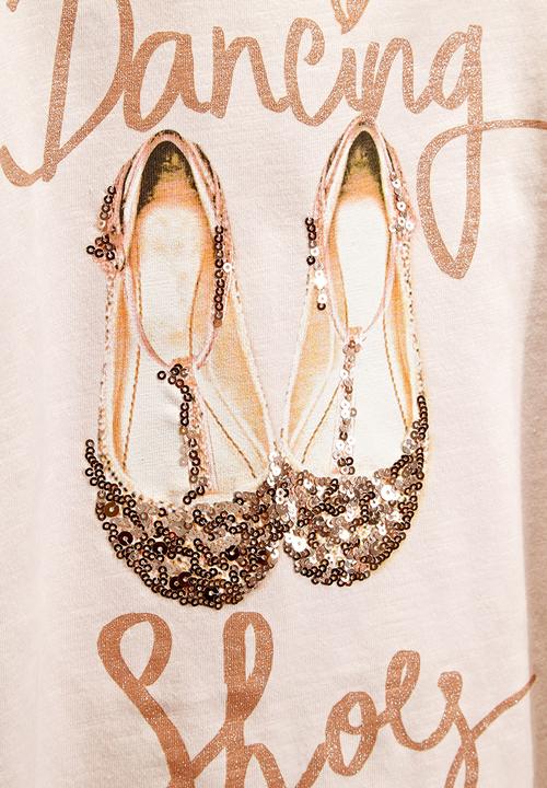 Next - Pink Sparkly Ballet Shoes T-Shirt Pale Pink