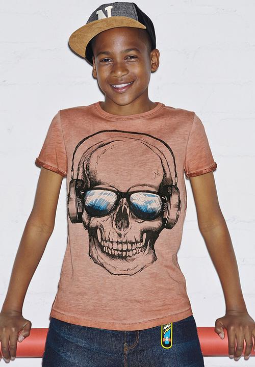 Next - Rust Skull-print T-shirt Orange