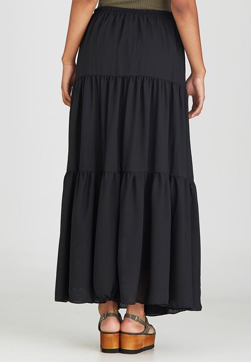 c(inch) - Tiered Maxi Skirt Black