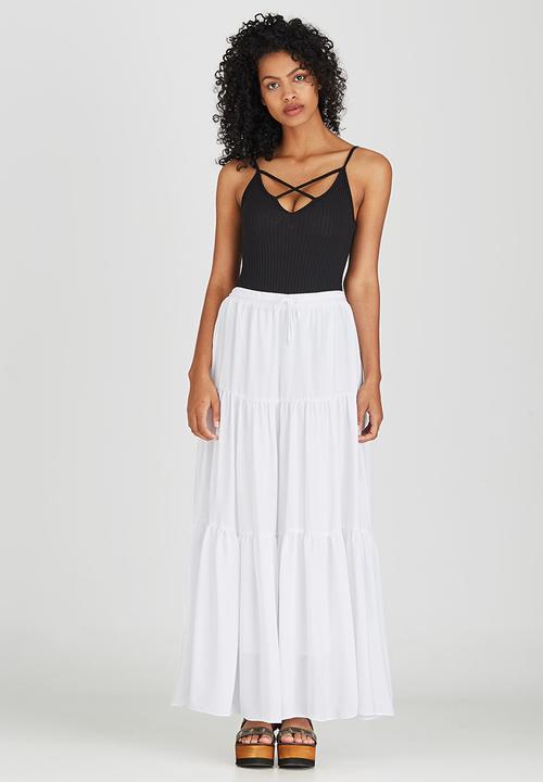 c(inch) - Tiered Maxi Skirt White