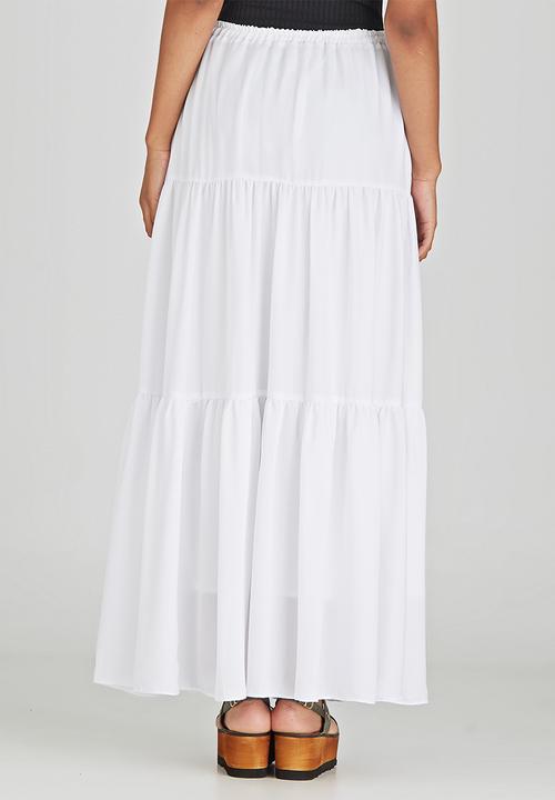 c(inch) - Tiered Maxi Skirt White