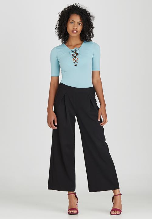 STYLE REPUBLIC - Lace-up Bodysuit Pale Blue