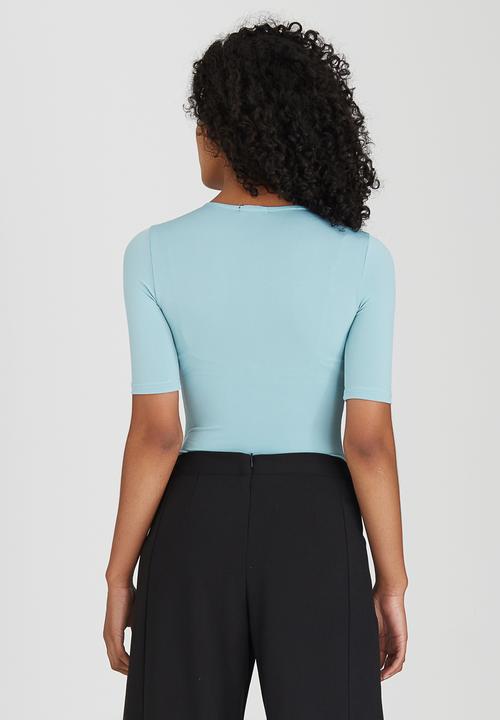 STYLE REPUBLIC - Lace-up Bodysuit Pale Blue