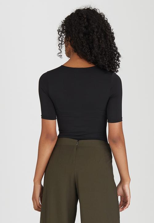 STYLE REPUBLIC - Lace-up Bodysuit Black