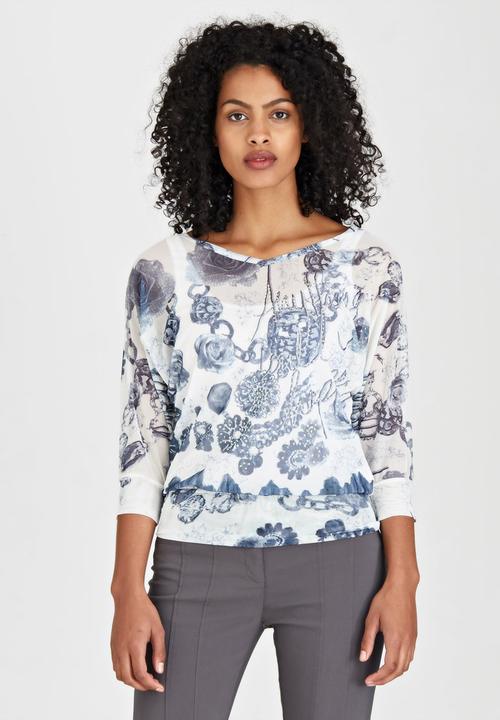 cath.nic - Printed Mesh Knit Top White