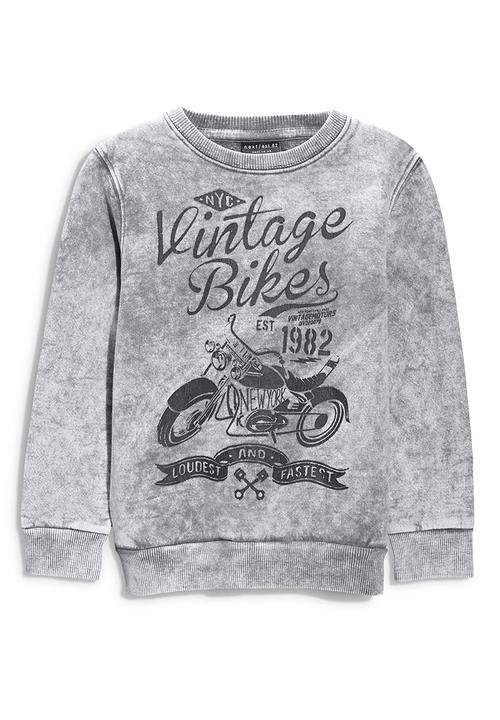 Next - Grey Washed Biker Crew Mid Grey