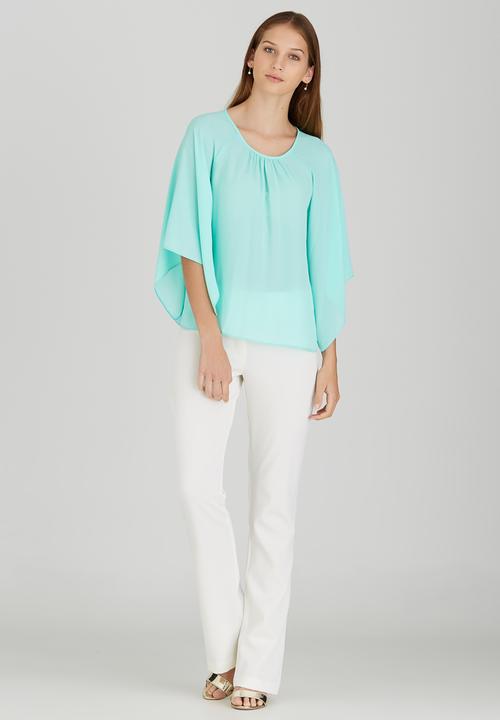 edit - Volume Split Sleeve Blouse Light Green