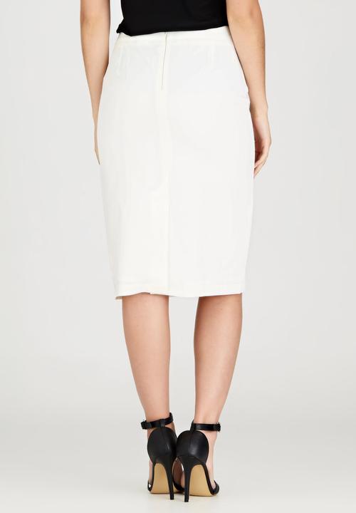edit - Semi-fitted Skirt with Button Detail Milk