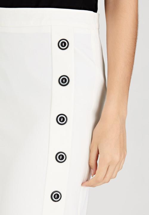 edit - Semi-fitted Skirt with Button Detail Milk