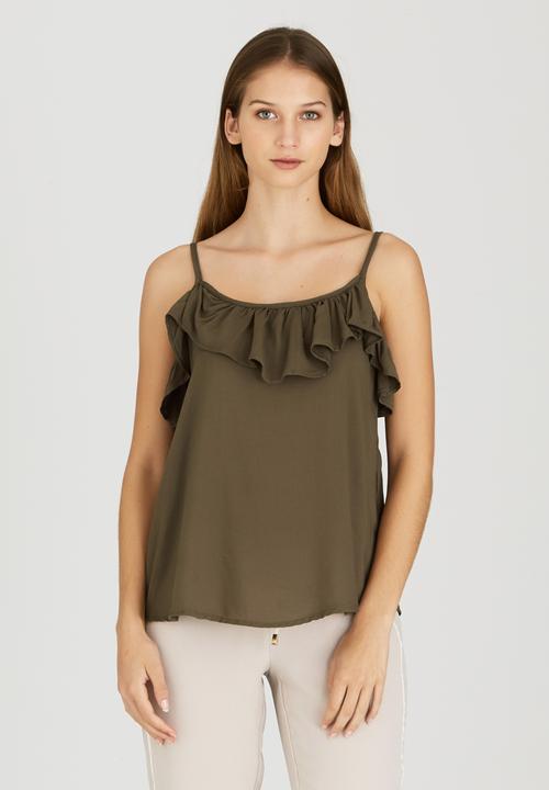 edit - Cami with Frills Khaki Green