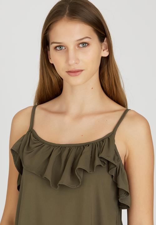 edit - Cami with Frills Khaki Green