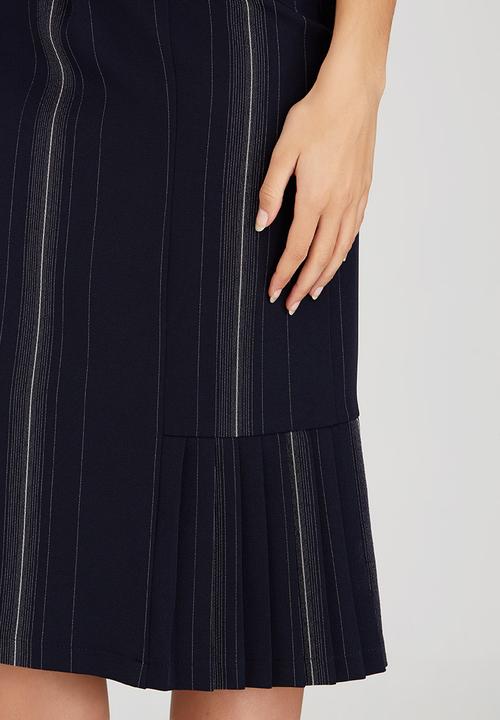 edit - Side Pleated Skirt Blue and White