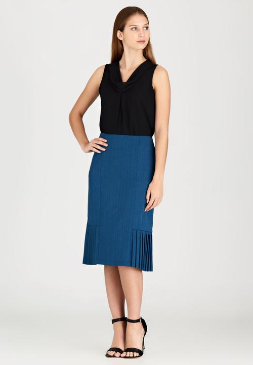edit - Side Pleated Skirt Turquoise