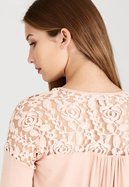 edit - Front Wrap-over Top with Lace Insets Pale Pink
