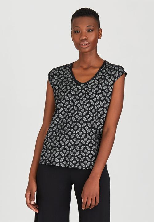 OLKA POLKA - Licorice Cap Sleeve Top Black