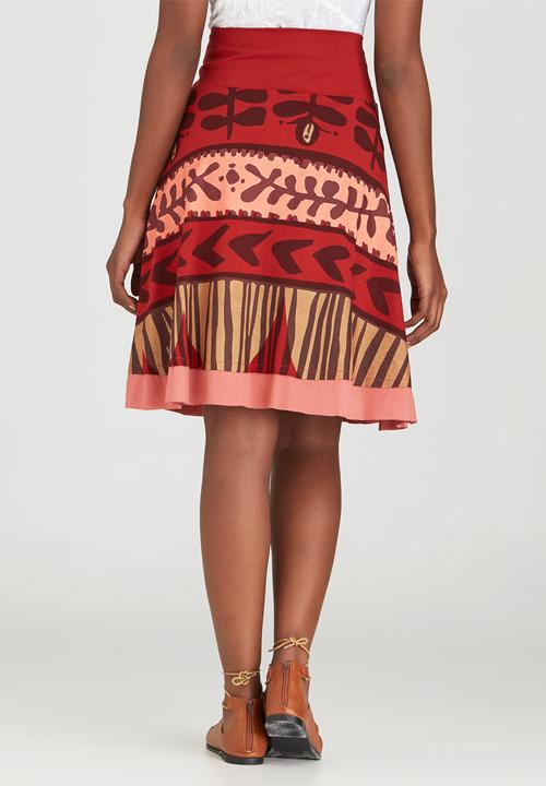 OLKA POLKA - Cuba Printed Skirt Dark Brown