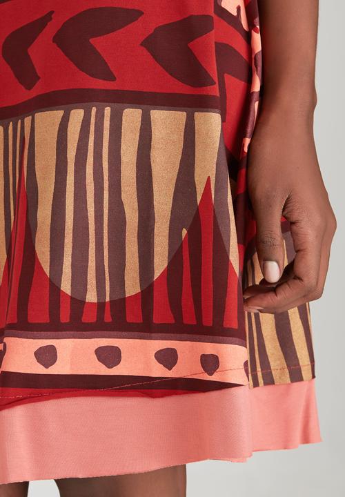 OLKA POLKA - Cuba Printed Skirt Dark Brown