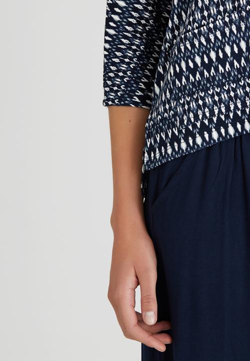 Slick - Fran Printed Boxy Tee Blue and White