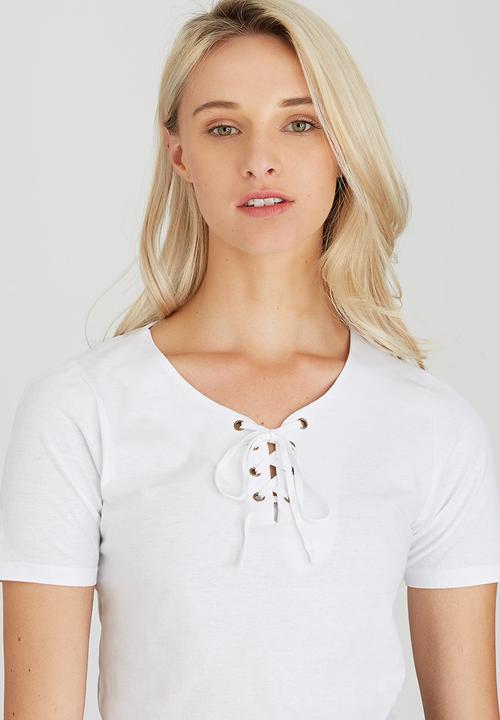 Brave Soul - Crop Tee with Tie Front Detail White