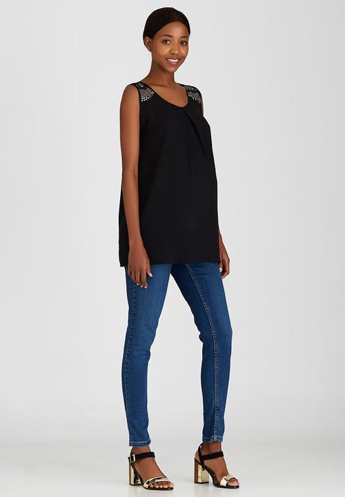 edit Maternity - Embellished Tank Black