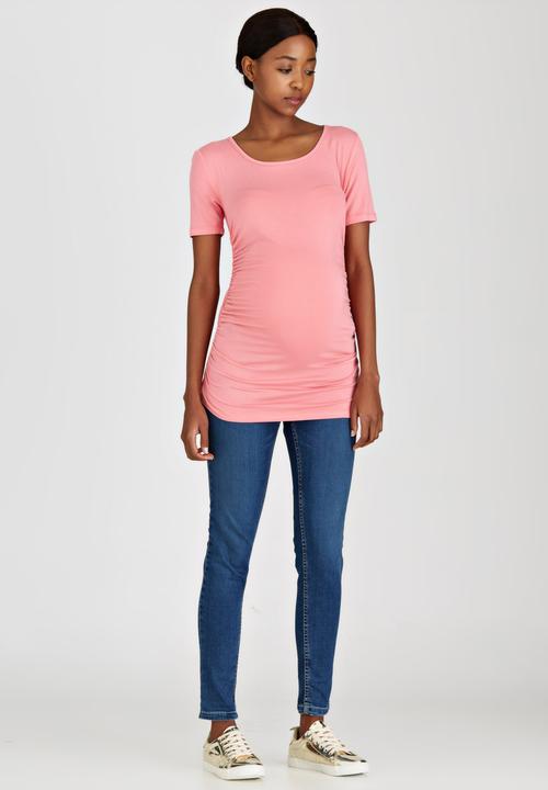 Cherry Melon - Side Gauge Short Sleeve Top Coral