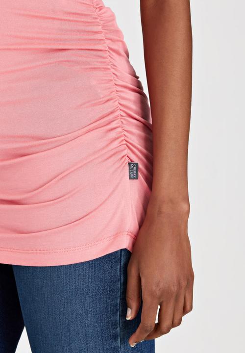 Cherry Melon - Side Gauge Short Sleeve Top Coral