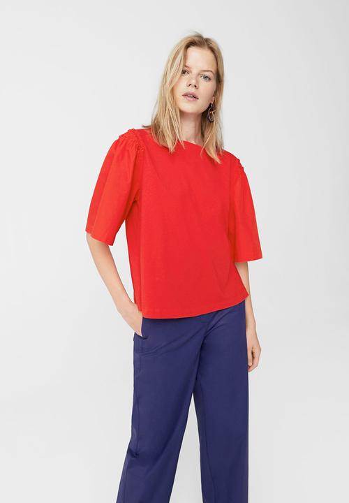 MANGO - Flared Sleeve T-shirt Red
