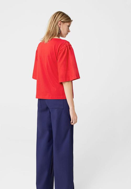 MANGO - Flared Sleeve T-shirt Red