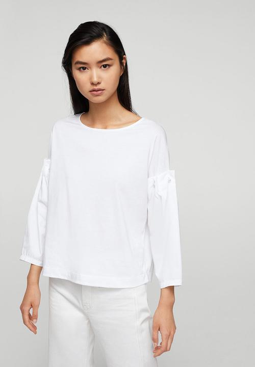 MANGO - Poplin Sleeved T-shirt Off White