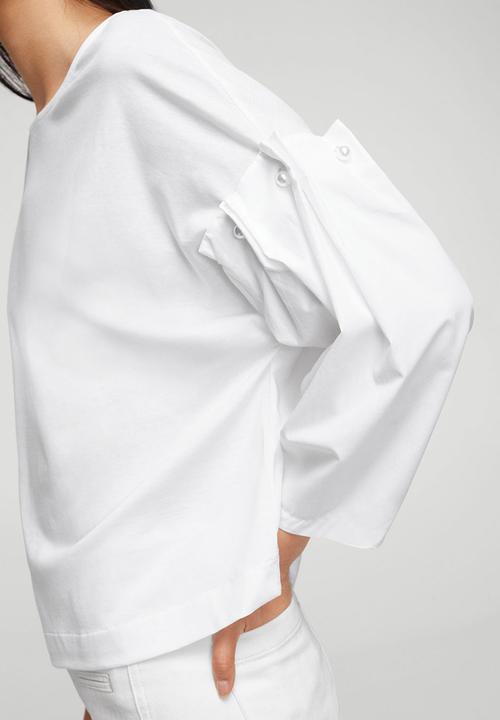 MANGO - Poplin Sleeved T-shirt Off White