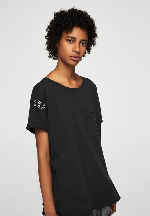 MANGO - Piercings Sleeve T-shirt Black