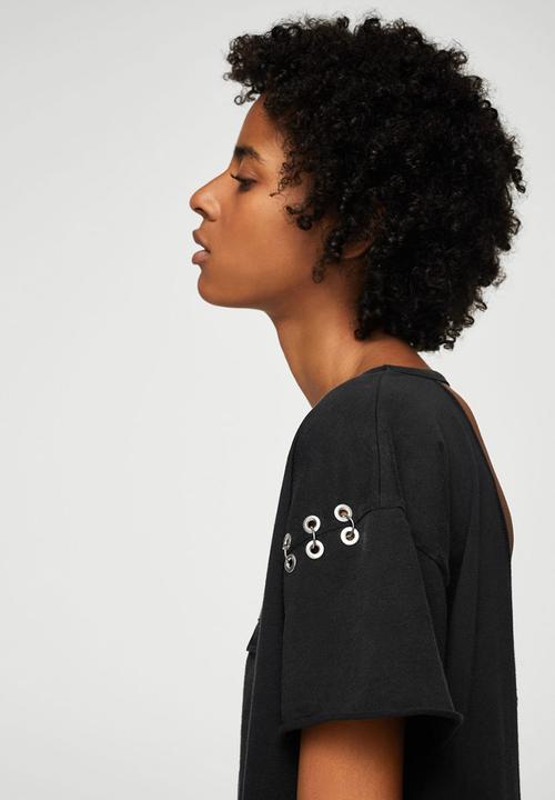 MANGO - Piercings Sleeve T-shirt Black