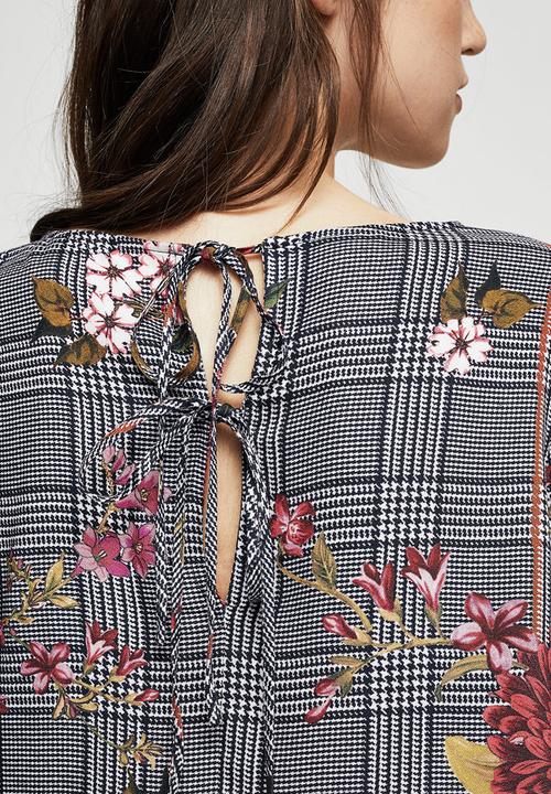 MANGO - Prince of Wales Check Blouse Black and White