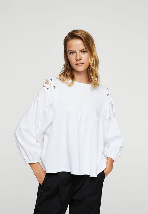 MANGO - Shoulder Detail T-shirt White