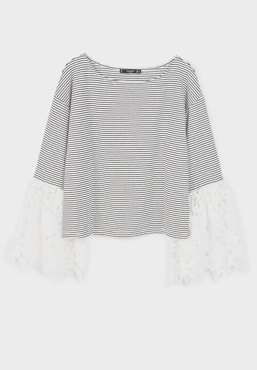 MANGO - Blonda Sleeve T-shirt Off White