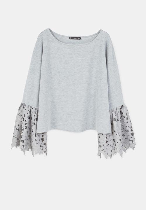 MANGO - Blonda Sleeve T-shirt Grey