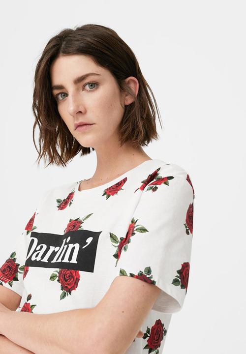 MANGO - Printed T-shirt White