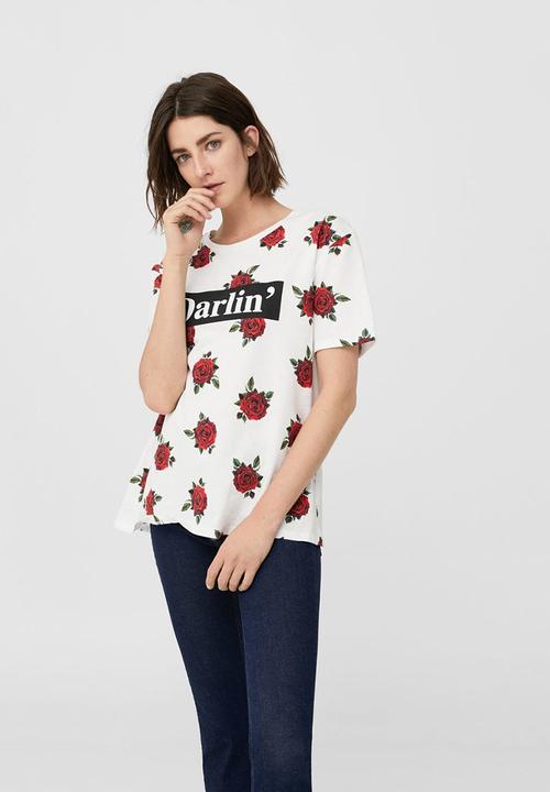 MANGO - Printed T-shirt White