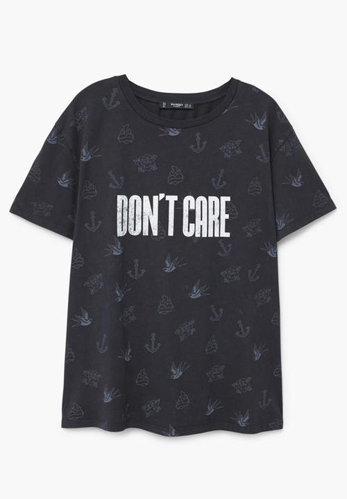 MANGO - Printed Cotton T-shirt Black
