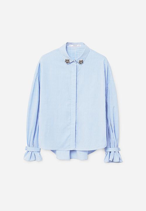 MANGO - Classic Beaded Shirt Blue