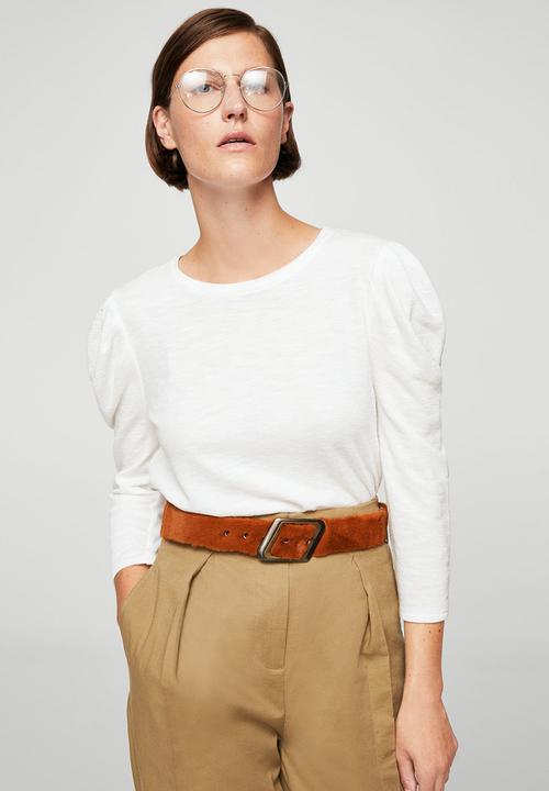 MANGO - Duque Puffed Sleeves T-shirt White