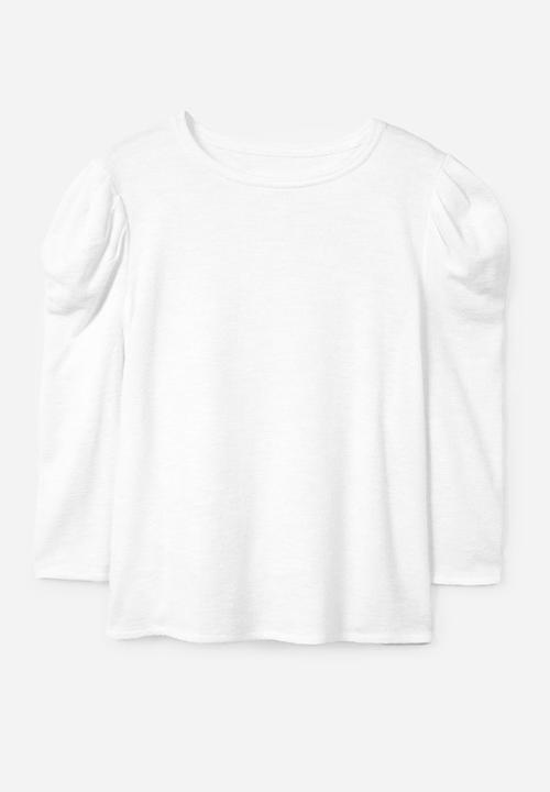 MANGO - Duque Puffed Sleeves T-shirt White