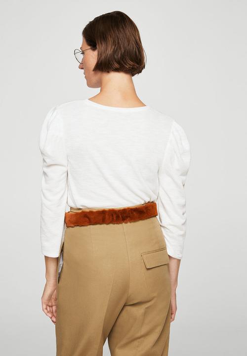 MANGO - Duque Puffed Sleeves T-shirt White